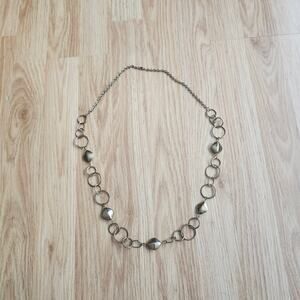 Gold Tone Open Circle Link Chain Statement Necklace 36" Opera Length Geometric